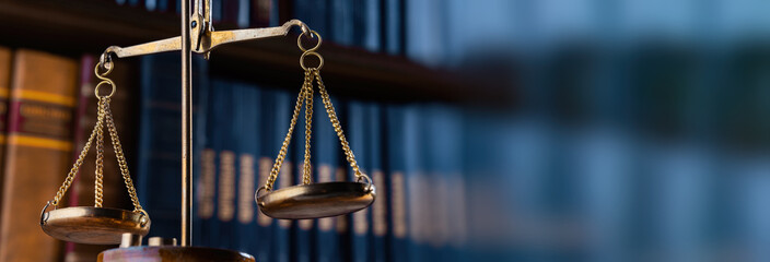 Justice scales in the library