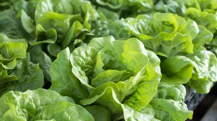 Fresh Butter Lettuce Heads in Hydroponic Farm