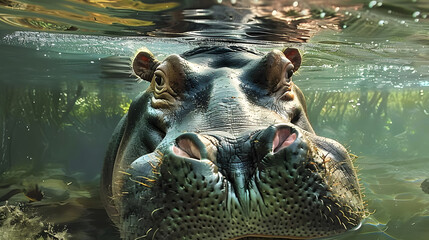 Fototapeta premium hippopotamus underwater 