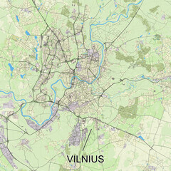 Vilnius, Lithuania map poster art
