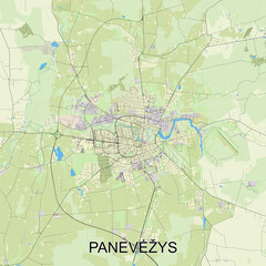 Panevėžys, Lithuania map poster art
