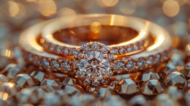 Engagement rings, jewelry, Wedding rings on background. wedding ring newlyweds macro photography diffused light 