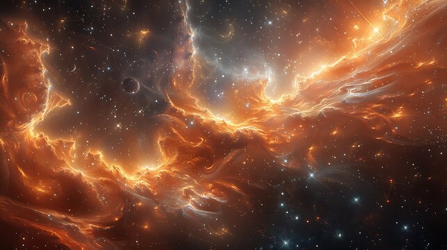 Fototapeta cosmic symphony resonating throughout the universe with celestial bodies emitting harmonic frequencies that interweave to create a tapestry of cosmic music echoing through the void of space