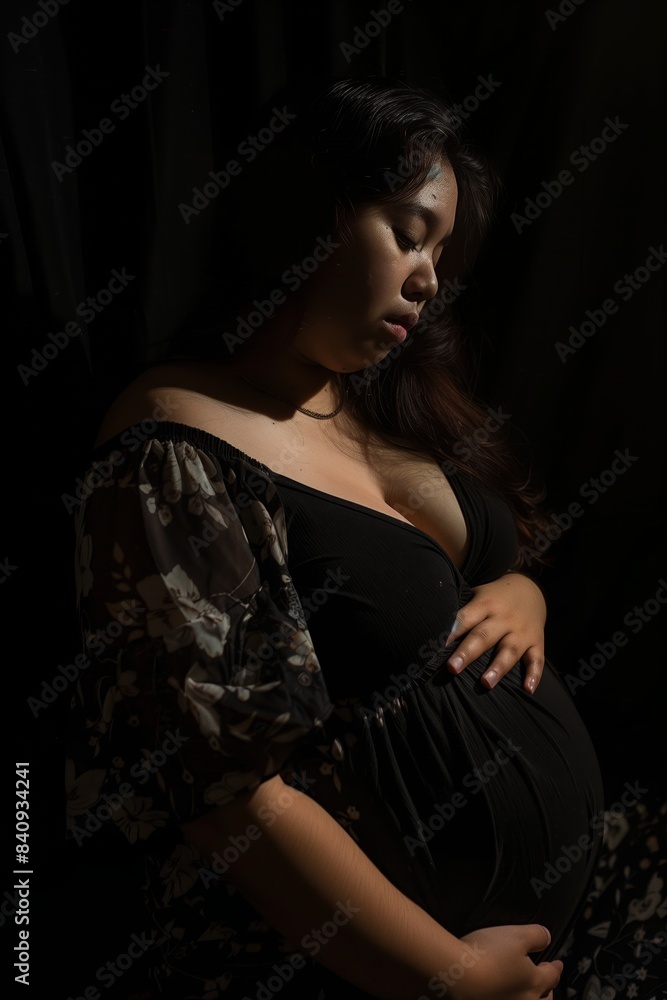 Sticker a pregnant woman in a black dress