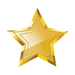 Five-pointed gold star. Vector illustration isolated on white background