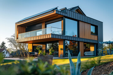 Fototapeta premium Contemporary House with Solar Roof