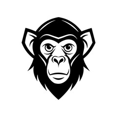 a minimalist Chimpanzee logo vector art illustration icon logo, featuring a modern stylish shape with an underline, set on a solid white background