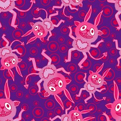 Cartoon monsters seamless pattern for wrapping paper and fabrics and linens