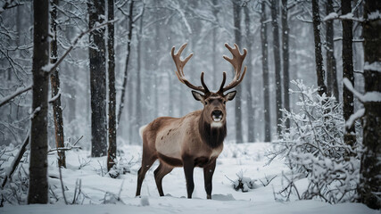 deer in the snow