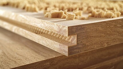 MDF board has a dense core and precise edges, ideal for woodworking and furniture projects.