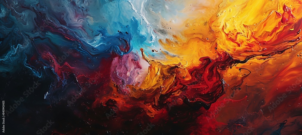 Poster a background image featuring abstract brush strokes in various colors