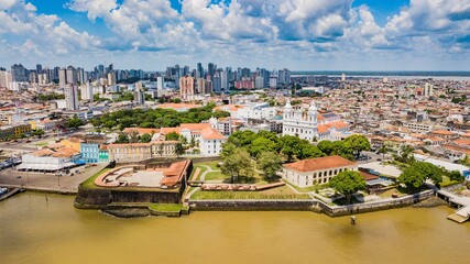 Belém do Pará. Aerial view of the historic center of Belém and Forte do Presépio