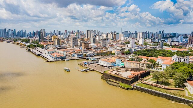 Bel&eacute;m do Par&aacute;. Aerial view of the city and the Guam&aacute; River