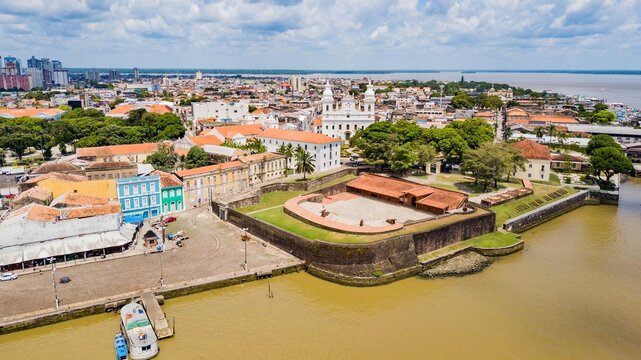 Bel&eacute;m do Par&aacute;. Aerial view of the historic center of Bel&eacute;m and Forte do Pres&eacute;pio