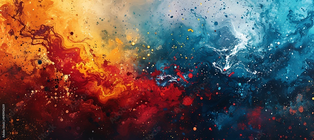 Poster a background image featuring abstract brush strokes in various colors