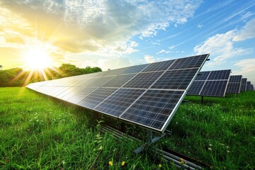 An image of a solar panel in a sunny field