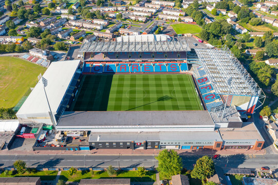 Burnley, Lancashire, United Kingdom. 08.12.2022 Burnley Football Club, Turf Moor Stadium, Aerial Image. 12th August 2022.