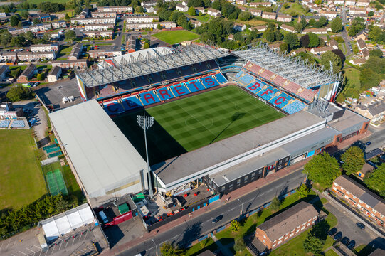 Burnley, Lancashire, United Kingdom. 08.12.2022 Burnley Football Club, Turf Moor Stadium, Aerial Image. 12th August 2022.