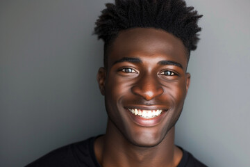Obraz premium Face of positive young african american handsome man. Portrait. High quality photo