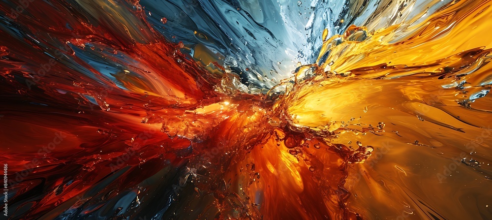 Poster an artistic background image with abstract paint strokes with different colors