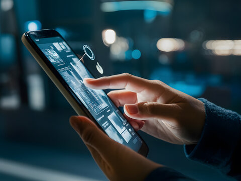 Manos tocando una pantalla t&aacute;ctil