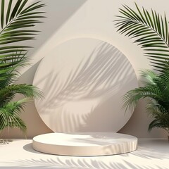 Obraz premium Product podium for product presentation. Summer background. Mockup for branding and packaging. 
