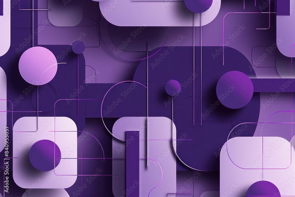 Poster abstract shapes and patterns for modern art and design projects with a purple color palette