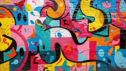Obraz premium Vibrant Graffiti Street Art on Colorful Brick Wall 