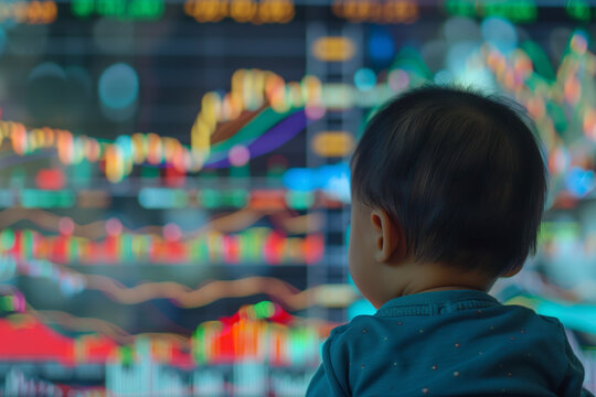 little child looks at financial market graphs, when should you start saving for retirement