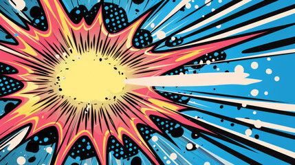 Fototapeta premium A vibrant comic book style explosion with a red, yellow, and white explosion and blue background