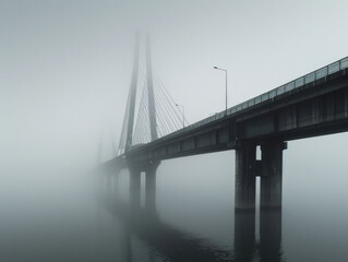 Obraz premium Bridge Vanishing into the Fog