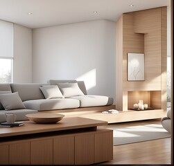 Contemporary Modern Home with Clean Minimalist Interior and Frame Mockup