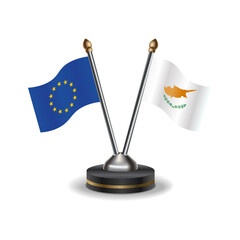 European Union and Cyprus table flags relation with background transparent