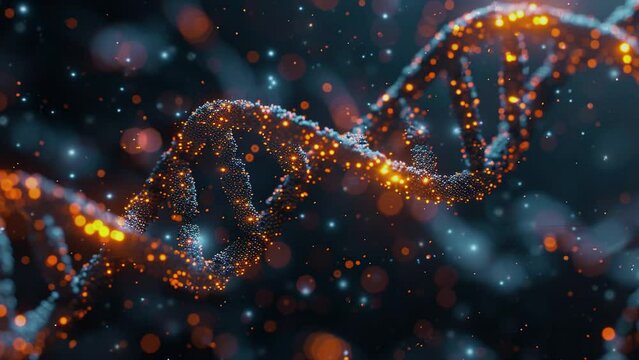3d render of DNA structure. DNA molecules. Formation of a molecular structure of the DNA genetic code. Science technology x ray of DNA. Abstract digital rotating DNA molecule on futuristic background 