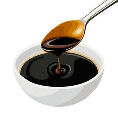 Vector illustration of molasses melting from a spoon, isolated on white background.