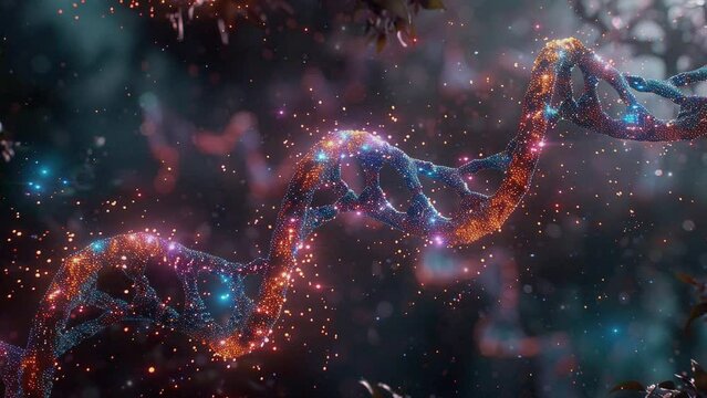 3d render of DNA structure. DNA molecules. Formation of a molecular structure of the DNA genetic code. Science technology x ray of DNA. Abstract digital rotating DNA molecule on futuristic background 