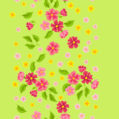 Pattern with pretty flowers. Beautiful decorative natural plants and leaves.