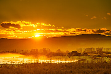 Sunset landscape on coast in Spain