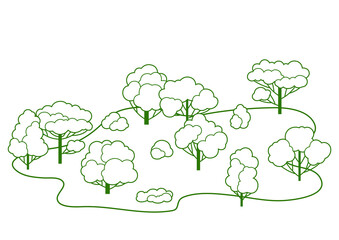 Background with trees. Spring or summer stylized plants.