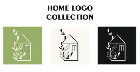 Vector flat illustration. Eco style house logo.