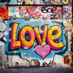 love graffiti on a wall created with Generative AI technology