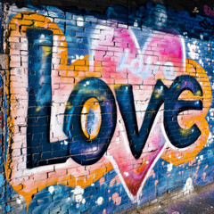 Obraz premium love graffiti on a wall created with Generative AI technology