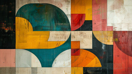 Naklejka premium modern, abstract paint art, geometric shapes,generative ai