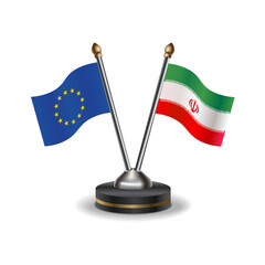 European Union and Iran table flags relation with background transparent