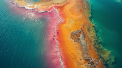 Fototapeta premium aerial image of australian salt lakes created with Generative AI technology