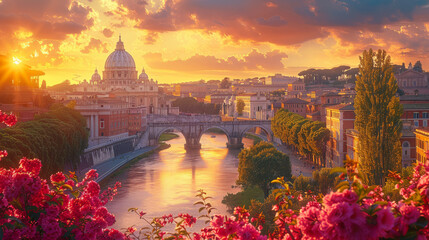 Naklejka premium Capture the grandeur of Rome, Italy created with Generative AI technology
