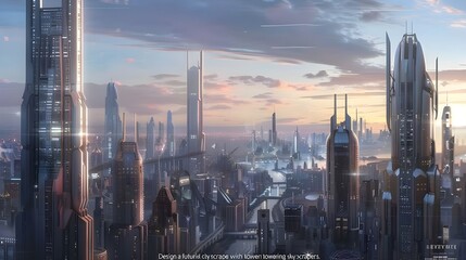 Naklejka premium Futuristic Cityscape with Skyscrapers
