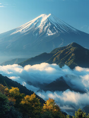 Fototapeta premium Documentary photography of Mount Fuji created with Generative AI technology