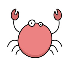 Red Doodle Crab Hand drawn Vector 