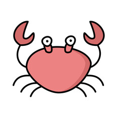 Red Doodle Crab Hand drawn Vector 